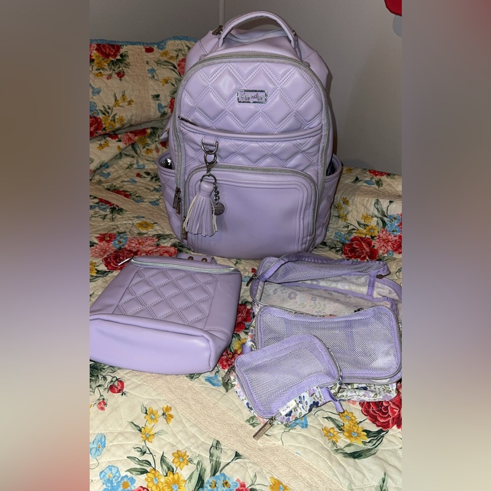 Itzy Ritzy Lavender Quilted diaper bag Set